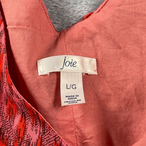 Joie Dress Womens Large Red Tea Rose Floral Relaxed Fit Sleeveless V-neck Casual - Picture 4 of 16